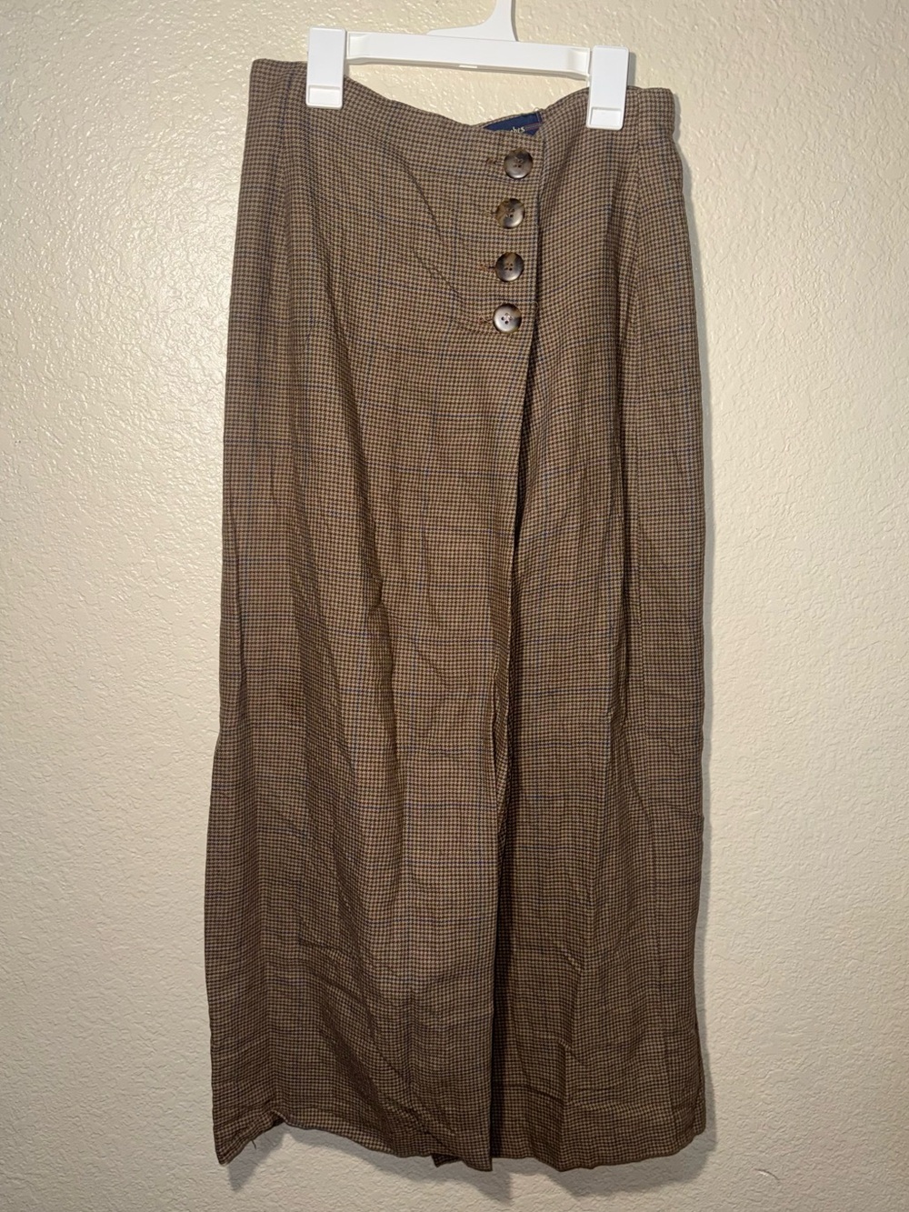 Vintage Breeches Houndstooth Wrap Skirt Dark Academia Brown Size 10